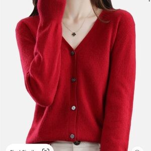 100% Wool Red Cardigan